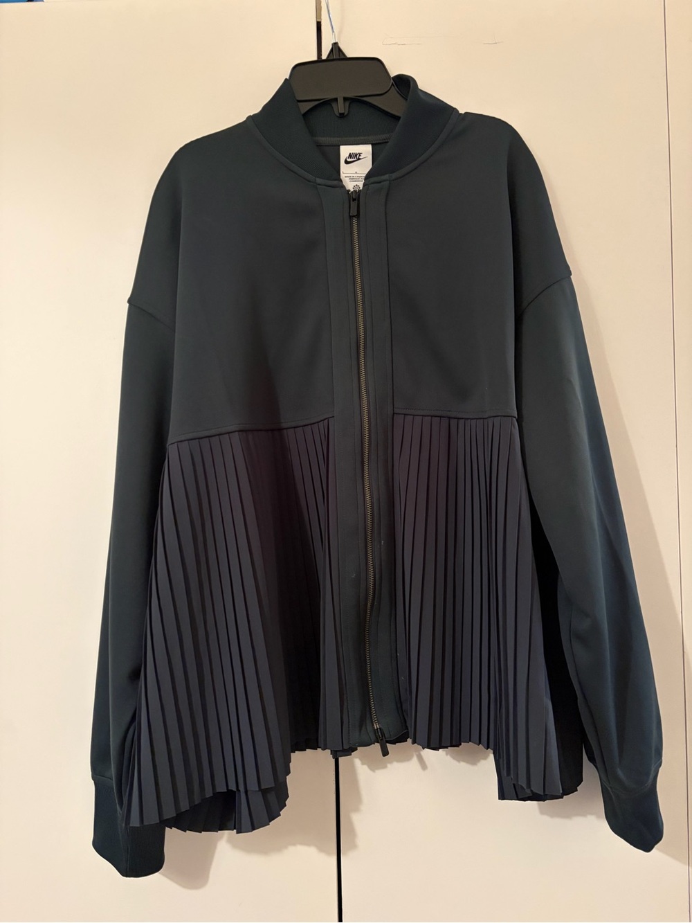 Nike Women's Dark Green Pleated Track Jacket